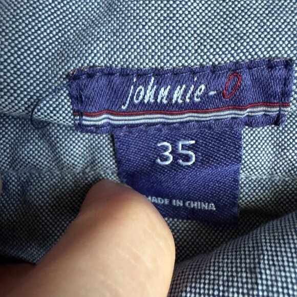Johnnie-O Chino Shorts Mens 35 Blue Patterned‎ Cotton Linen Blend Slash Pocket - Picture 5 of 7